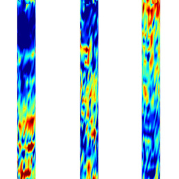 3 tubes that have the colors of a heat sensor, blue, cyan, green, red, yellow, and orange