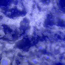 White bubble like emulsion in a blue background